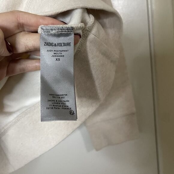 ZADIG & VOLTAIRE Judy Photoprint Cake Sweatshirt ivory crew neck sweater size XS - Picture 5 of 8